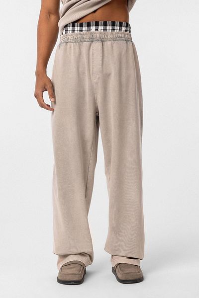 VAMOSCLO Washed Waist Detailed Baggy Tracksuit Bottom Stone
