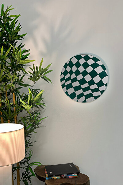 Ortakçı Design Echo Deco Dama Desen Baskılı Dekoratif Ayna Yeşil