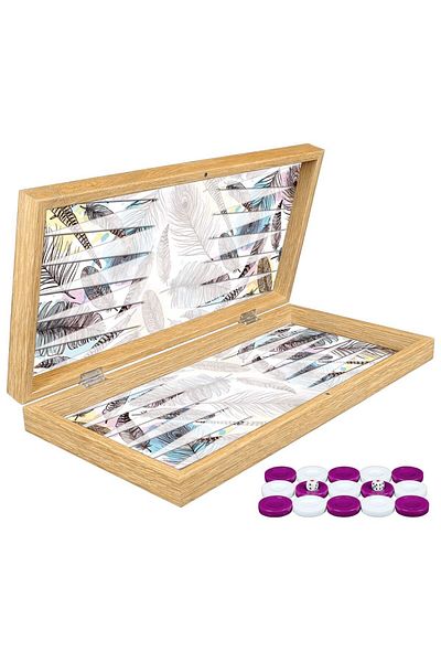 Sera Oyun Aletleri Classic Feather Backgammon (Product Measures (a): 48.0cm X 24.0cm X 6.5cm = 18.9'' X 9.45'' X 2.56'')