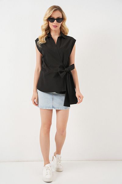 Bigdart Women's Zero Sleeve Wrap Shirt 20343 - Black
