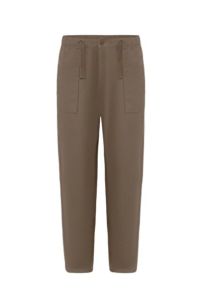 VAMOSCLO Baggy Fit Gabardine Trousers Mink