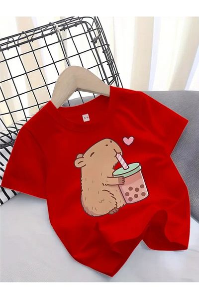 Touz Moda Bubble Capybara Kids Design Unisex Oversize T-Shirt