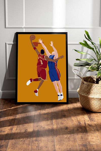 Saturn Tracy McGrady Pictură înrămată - Pictură poster NBA de baschet