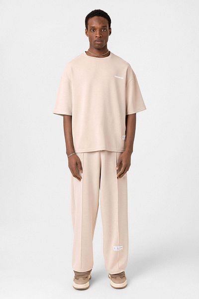 VAMOSCLO Label Detailed Oversize Modal Fabric Tracksuit Suit Stone
