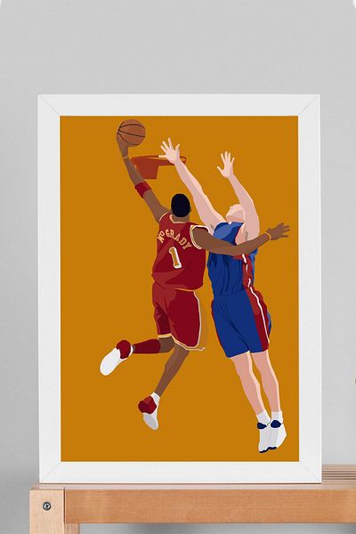 Saturn Tracy McGrady Pictură înrămată - Pictură poster NBA de baschet