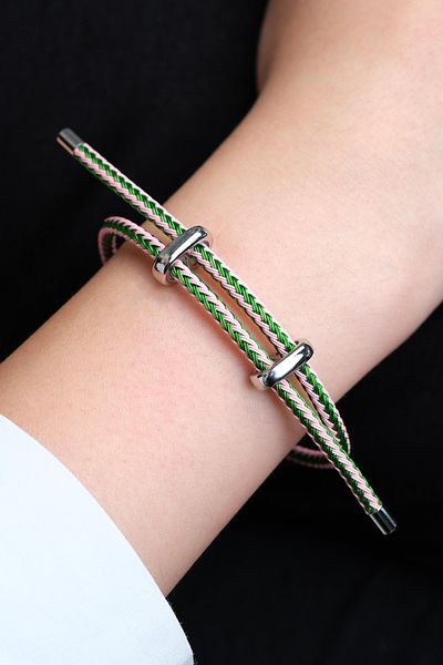 Jack Ferrero Silver Steel / Unisex Colorful String Bracelet (Adjustable)