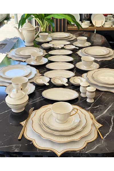 Onedekor Zena 48 Piece Porcelain Breakfast Set for 6 People