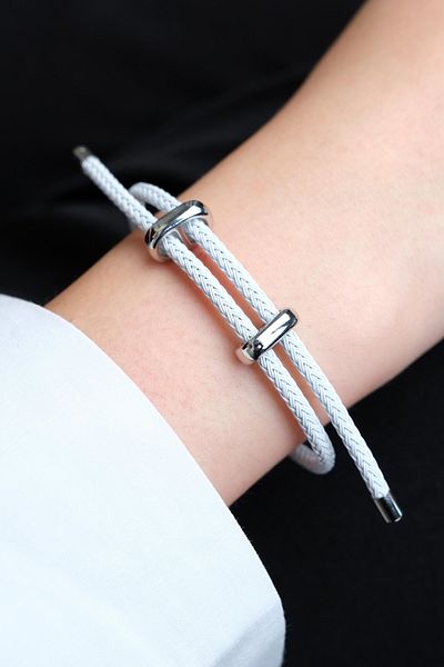 Jack Ferrero Silver Steel / Unisex Colorful String Bracelet (Adjustable)