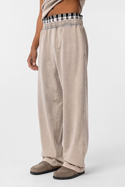 VAMOSCLO Πλενόμενος υφασμάτινος πάτος φόρμας με λεπτομέρεια στη μέση, χαλαρός και άνετος