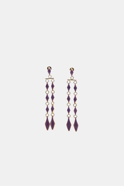 Stradivarius Enamelled diamond dangle earrings