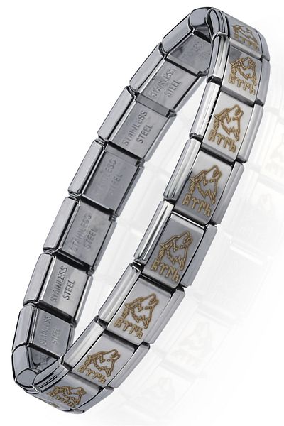 Takı Dükkanı Wolf Head Göktürk Türk Written Italian Charm Unisex Steel Bracelet Scb57