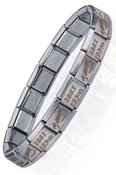 Takı Dükkanı K. Ataturk Signature 1881-193∞ Italian Charm Unisex Steel Bracelet Scb59