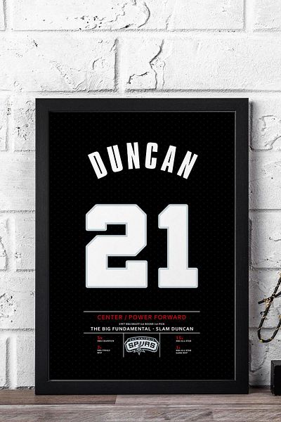 Saturn Tim Duncan Jersey Framed Painting - Nba San Antonio Spurs Jersey