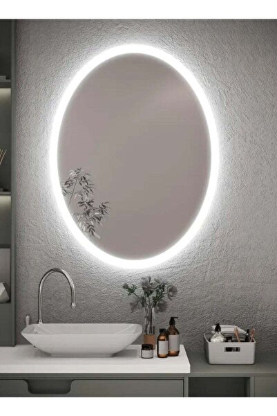 Taimi Oval Bathroom Mirror with LED Side Lighting and Touch Control 90 x 70 cm