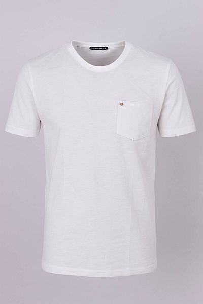 trender Ανδρικό μπλουζάκι Flared Pocket Crew Neck Ecru 2000