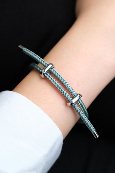 Jack Ferrero Silver Steel / Unisex Colorful String Bracelet (Adjustable)