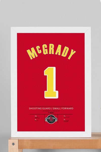 Saturn Tracy Mcgrady Jersey Framed Painting - Houston Rockets Nba