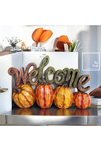 77 Frumkin Kabaklı “Welcome” Dekor Sonbahar Temalı Masaüstü Karşılama Yazısı ...