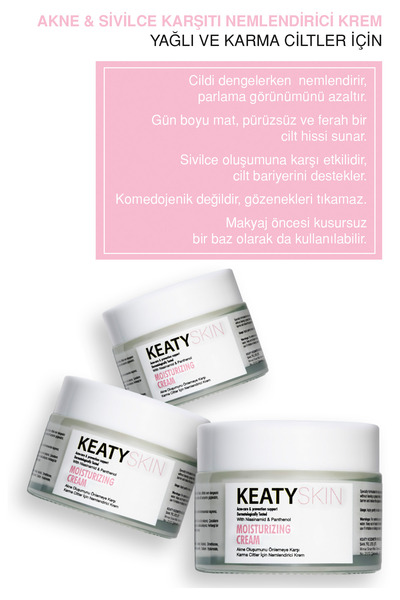 KEATY 2-Pack Oil-Free Moisturizing Cream 2X50Ml |   For Acne-Prone, Combination - Oily Skin |   Anti-Acne