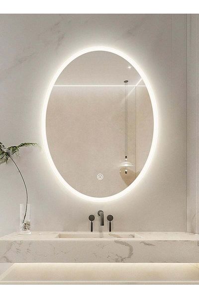 Taimi Oval Bathroom Mirror with LED Side Lighting and Touch Control 90 x 70 cm