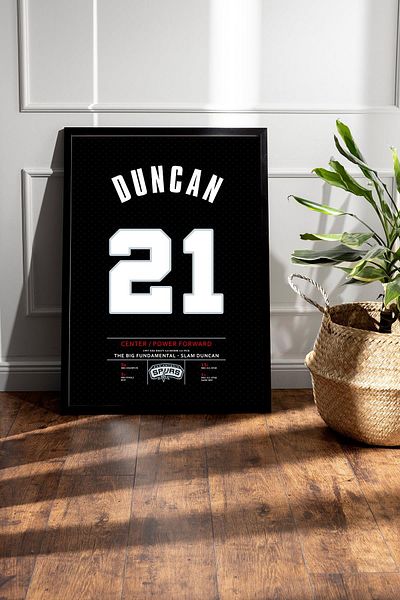 Saturn Tim Duncan Jersey Framed Painting - Nba San Antonio Spurs Jersey