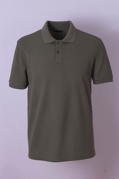 trender Ανδρικό μπλουζάκι Khaki με κολάρο πόλο κηρήθρας 2326