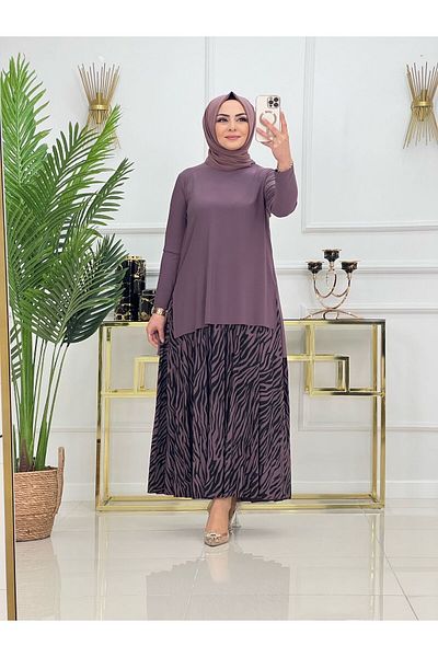 NİSUM MODA Σετ με μοτίβο Zebra με άμμο φούστα