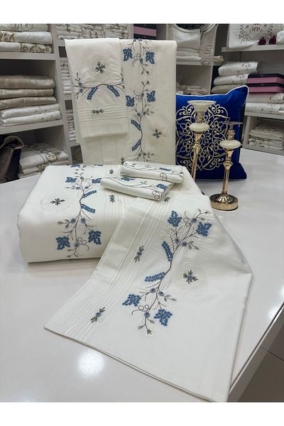 incisecrethome Handwork Needlework Embroidered Rococo Pique and Duvet Cover Set 7 Pieces