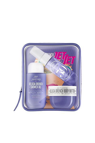 Sol De Janeiro set de îngrijire, Delicia Drench Jet, 3 bucăți, unt de corp 50ml, spray 30ml, gel de duș 9 ml