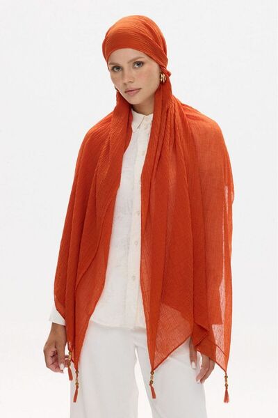 FENZA SCARF Şal din bumbac cu ciucuri Freya Muslin