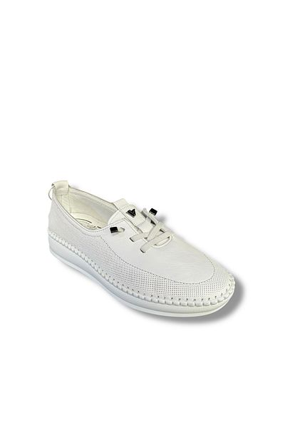 İdeal Voyager Z083 Women's Rubber Laced Orthopedic Very Comfortable Genuine Leather Loafer Shoes