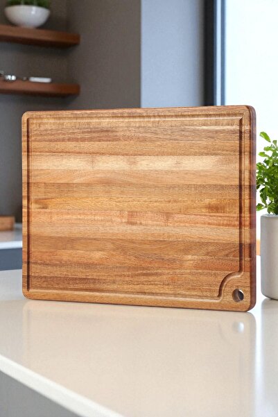 OK Wood %100 Doğal Premium Ahşap Kesme ve Sunum Tahtası – Büyük Boy, Sıvı Kan...