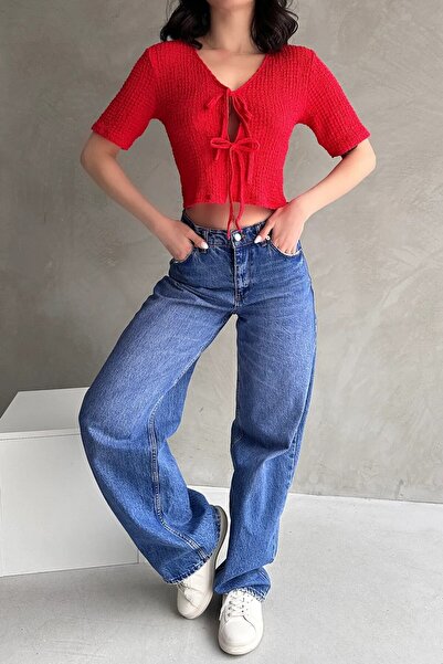 OLSAMODA KADIN ÖNÜ BAĞCIKLI KUMAŞ ÖZELLİKLİ BLUZ