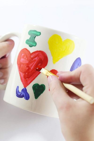 Kutaydan Design Your Own Mug Ovenable Acrylic Painting Set - Mug / Brush / 6 Colors Acrylic Paint