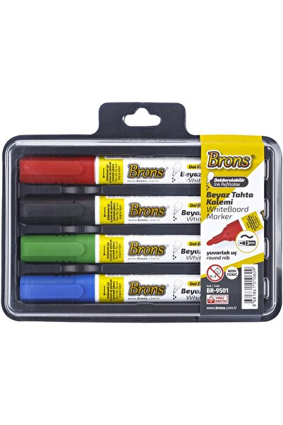 Brons Tahta Kalemi Doldurulabilir Yerli Set 4'lü Beyaz Tahta Kalemi