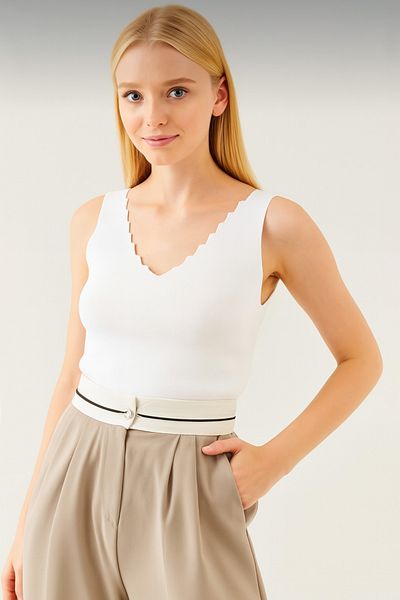 sole stories Women's Ladder Collar Strap Knitwear Blouse