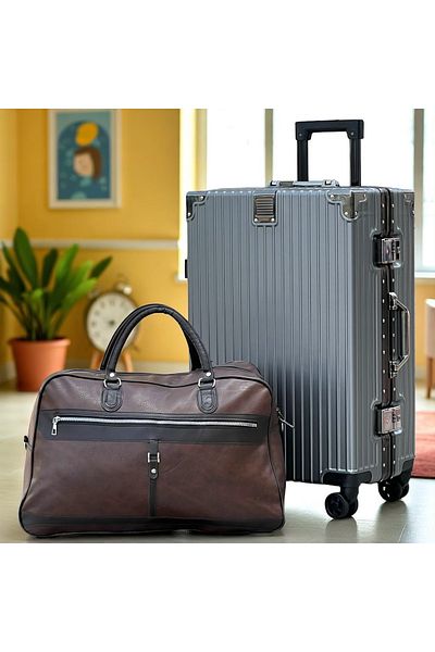 ZAAPPY Aluminum Framed Check In Luggage 24 Inch [ 20-25KG] With Durable PU Duffle Bag Combo