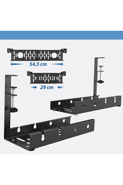 NewEvo Under Desk Cable Organizer, Power Cable Tray, With Clip, No Drilling, Size 29-54 Cm