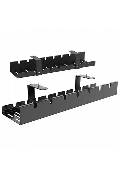 NewEvo Under Desk Cable Organizer, Power Cable Tray, Sturdy Metal, Size 50x12x9 Cm, Black