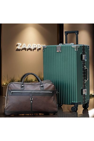 ZAAPPY Aluminum Framed Check In Luggage 24 Inch [ 20-25KG] With Durable PU Duffle Bag Combo