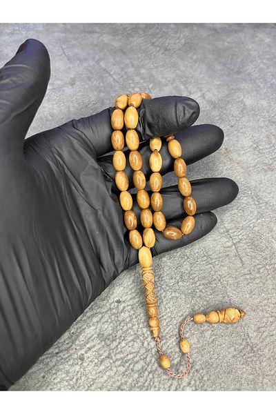Mos Tespih Natural System Kuka Prayer Beads with Imamesi and Hitamesi Embroidery