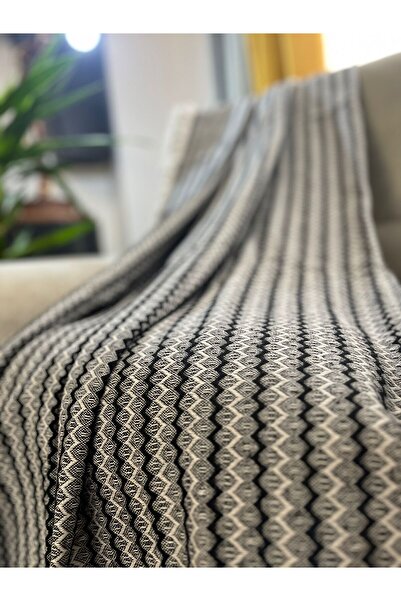 Evinde Tekstil Pamuklu Koltuk Çekyat Örtüsü , Zikzak Desenli , Terletmez , Kaymaz , 170x220