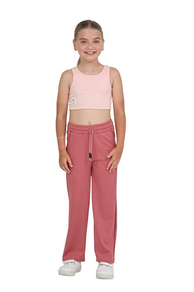 ERDEM KIDS Girls' Wide Loose Leg Palazzo Twist School Trousers with Elastic Waistband