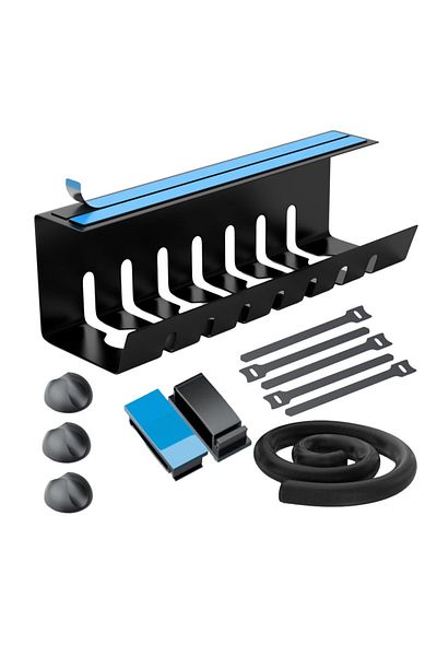 NewEvo Under-desk Cable Organizer, Sturdy Metal, With Self-adhesive Tape, Size 43 X 12 X 12 Cm