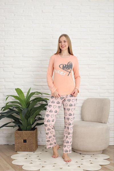 FENZO Women's Bottom Top Pajamas Set Heart Pattern and Printed Comfortable Homewear