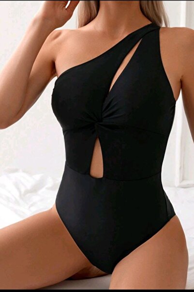 Wesby Tek Omuzlu Önden Büzgülü Mayo