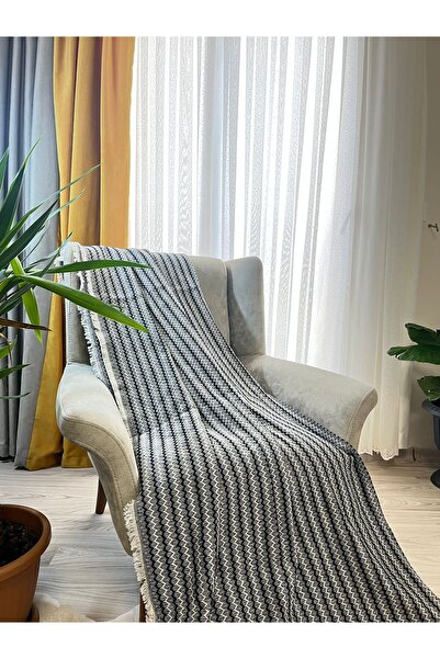 Evinde Tekstil Pamuklu Koltuk Çekyat Örtüsü , Zikzak Desenli , Terletmez , Kaymaz , 170x220