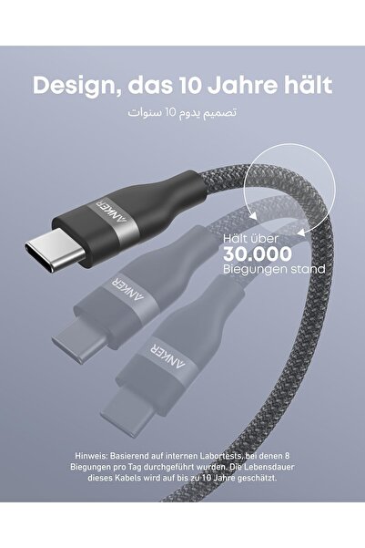 Generic Anker Nano USB C Cable, 240W, 3 ft, Fast Charging USB-C (Black)