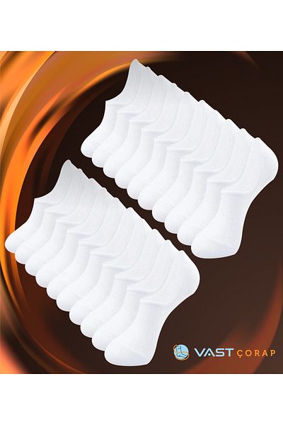 Vast 20 Pairs Cotton Invisible Sneaker Socks White - Men's and Women's Ankle Socks