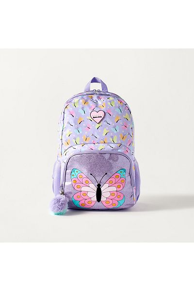Unique Butterfly Print 15-inch Backpack with Adjustable Straps - 30x18.5x45 cms
